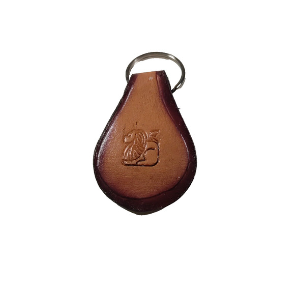 Lion Angel Star Leather Keychain - Picture 1 of 4